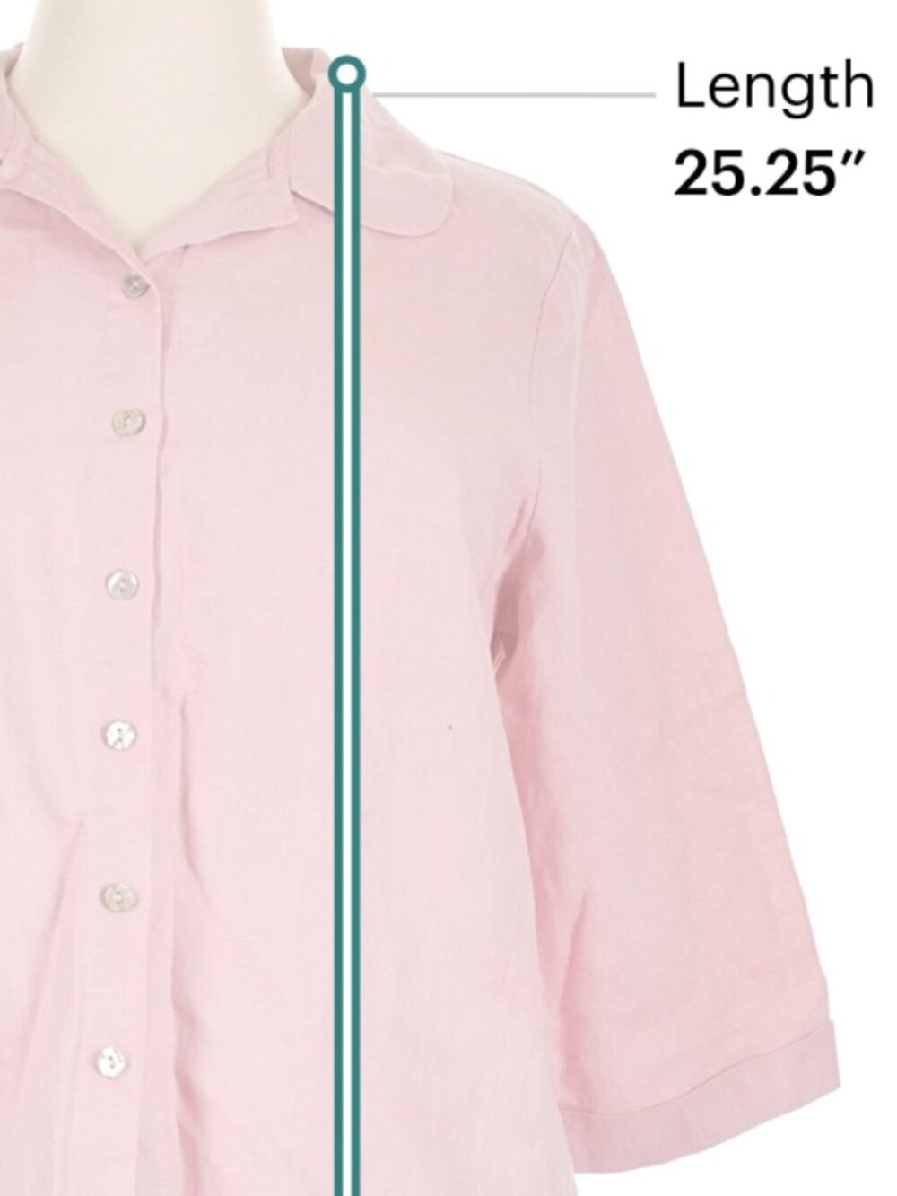 Grae Cove Women's Hollister Pink Linen Button-Down Shirt 3/4 Sleeve - Size XL - Picture 9 of 12